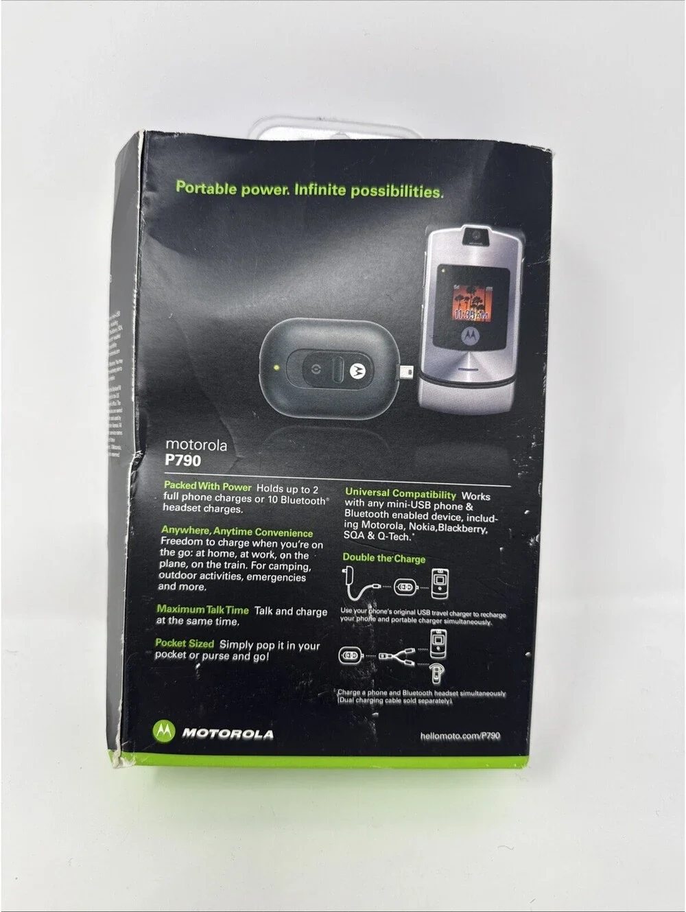 MOTOROLA P790 BLACK PORTABLE CHARGER-BRAND NEW IN BOX!
